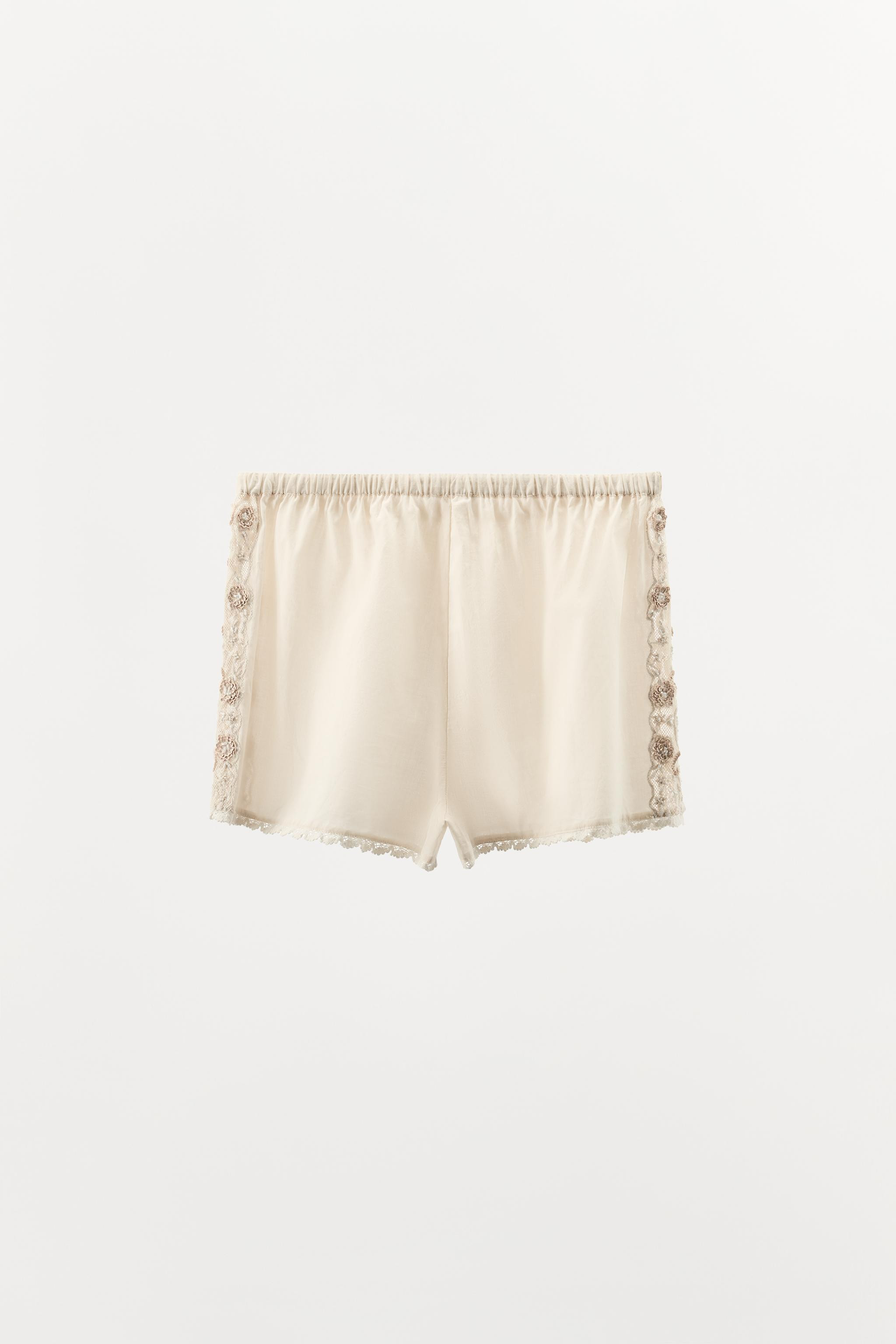 LIMITED EDITION EMBROIDERED BEAD SHORTS | Zara UK