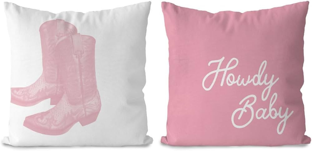 DOTAIN Western Howdy Pillows Pillow Covers 18x18,Pink Pillow Covers,Howdy Baby Cowgirl Boots Pill... | Amazon (US)