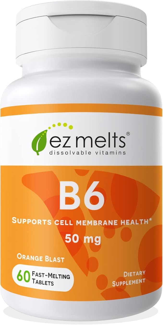 EZ Melts B6 as Pyridoxine, 50 mg, Sublingual Vitamins, Vegan, Zero Sugar, Natural Orange Flavor, ... | Amazon (US)