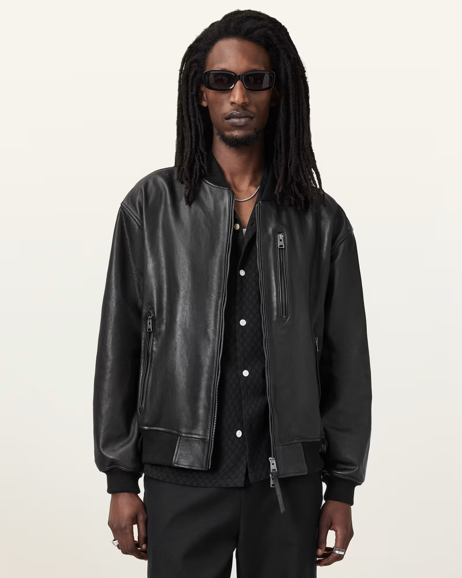 Kino Oversized Leather Bomber Black | ALLSAINTS | AllSaints UK