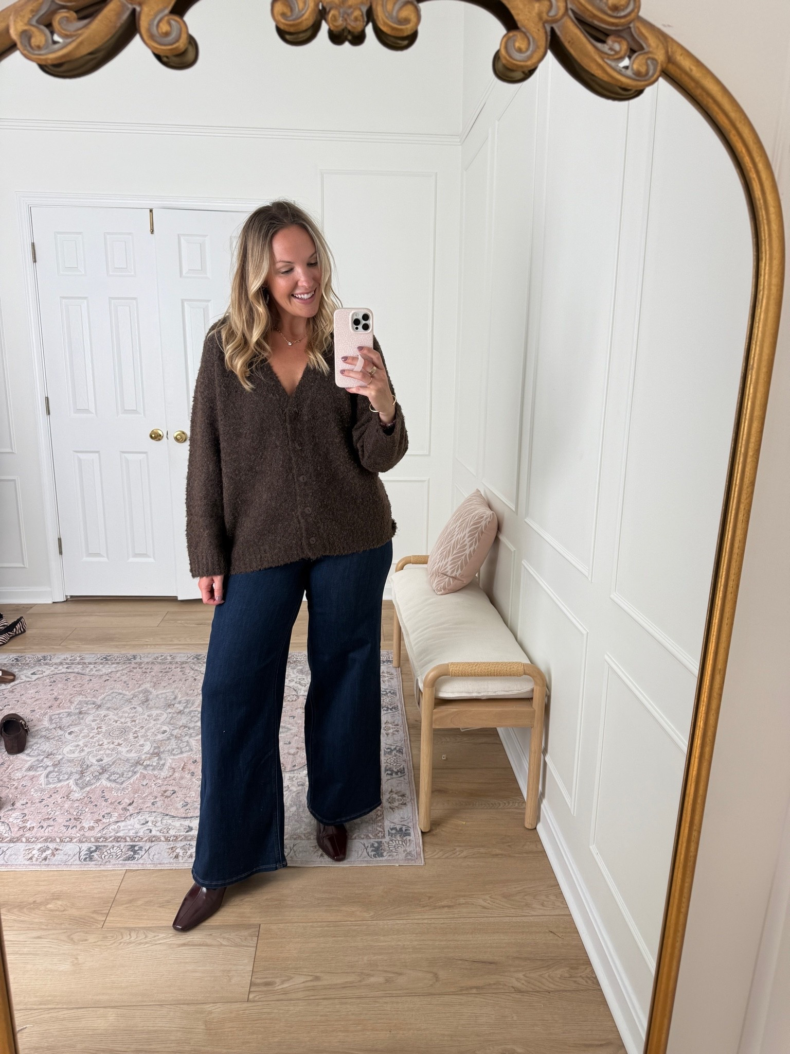 Cute fall outfit - wearing med sweater and large / size 10 jeans. All on sale with target circle week!