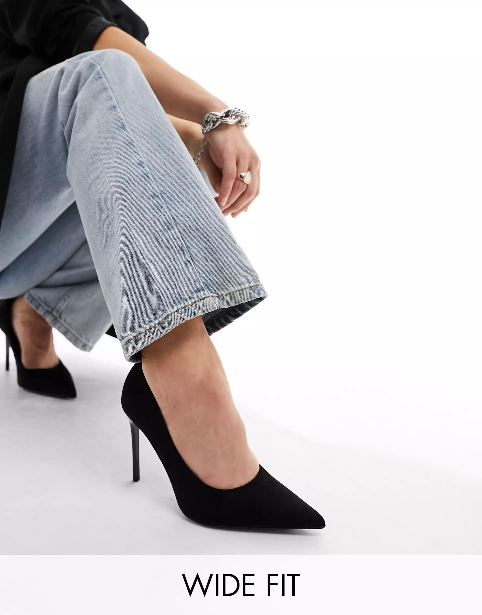 ASOS DESIGN Wide Fit Paphos pointed high heel pumps in black | ASOS (Global)