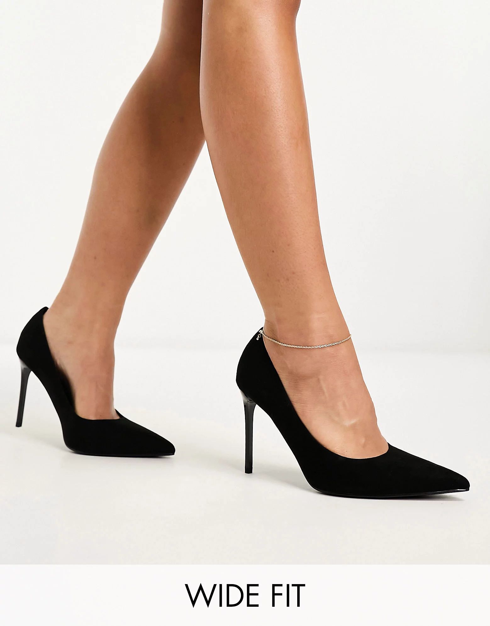 ASOS DESIGN Wide Fit Paphos pointed high heel pumps in black | ASOS (Global)
