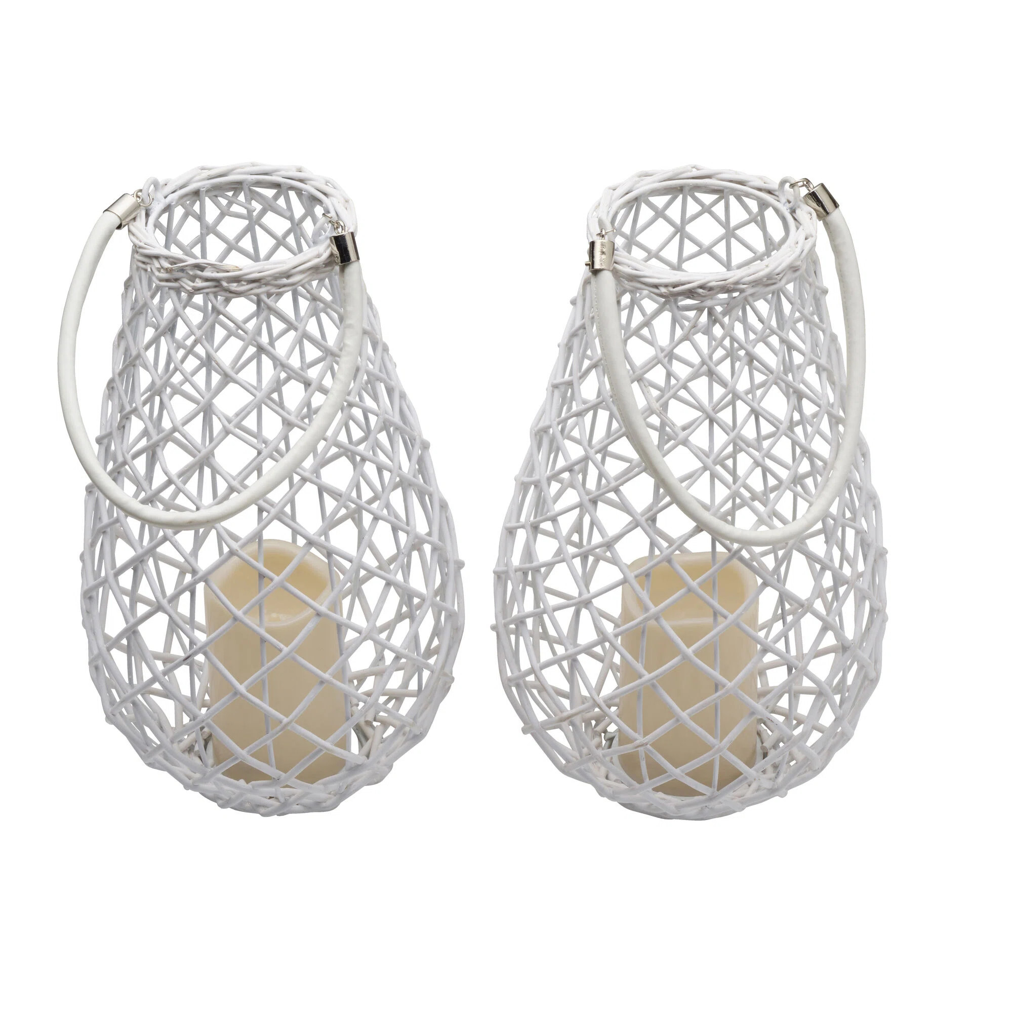 Elements Rattan Tabletop Lantern Set with Candle Included (Set of 2) | Wayfair North America