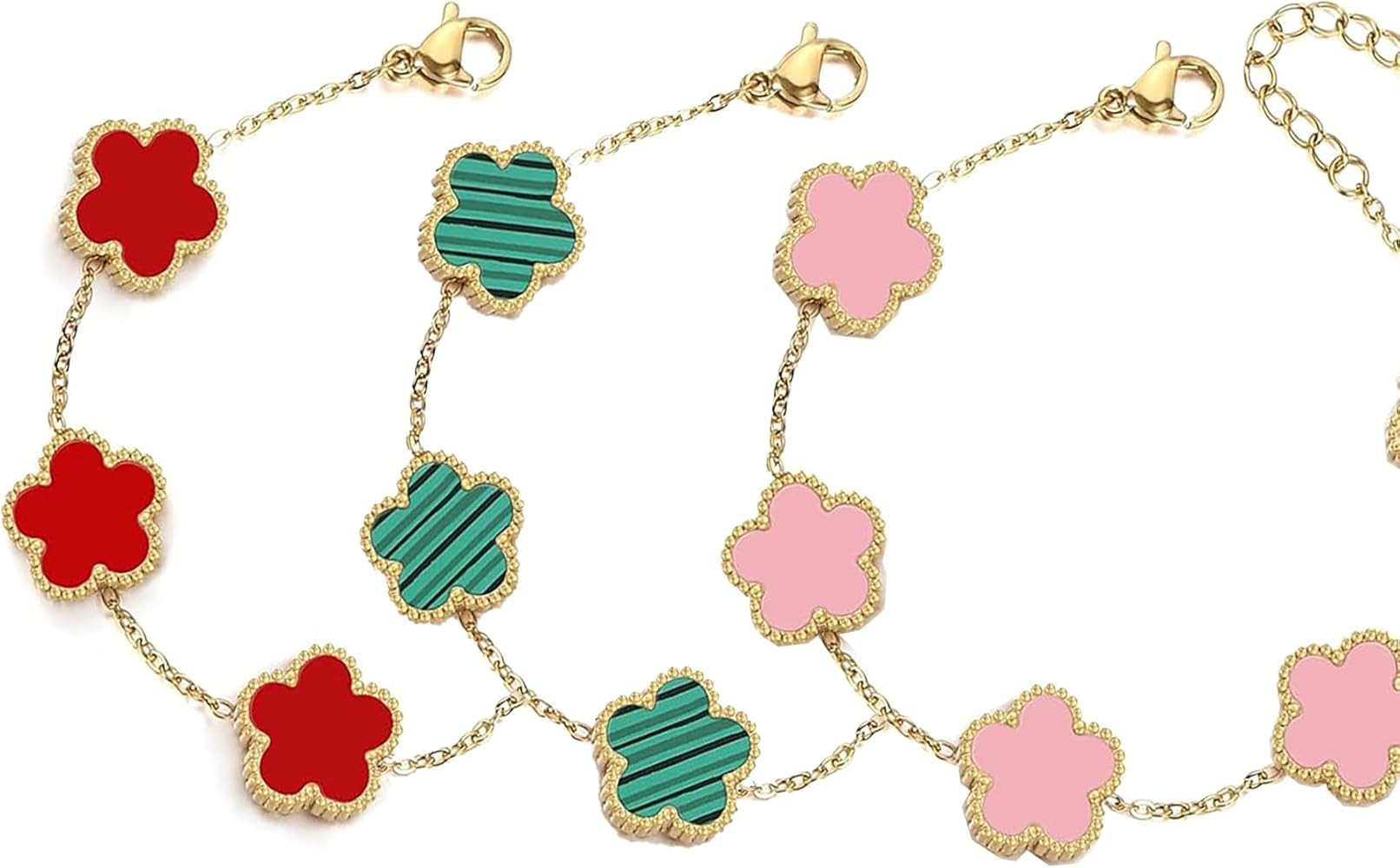 Lucky Four Leaf Clover Bracelet for Women, 18K Gold Plated Bracelet, Lucky Flower Charm Bracelet ... | Amazon (US)