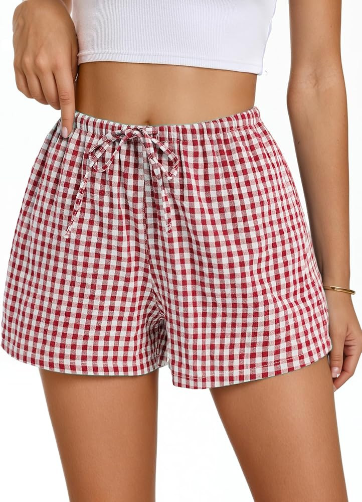 Women Boxer Shorts with Pockets Comfy Breathable Drawstring Short Cotton Pajama Lounge Trendy Bea... | Amazon (US)
