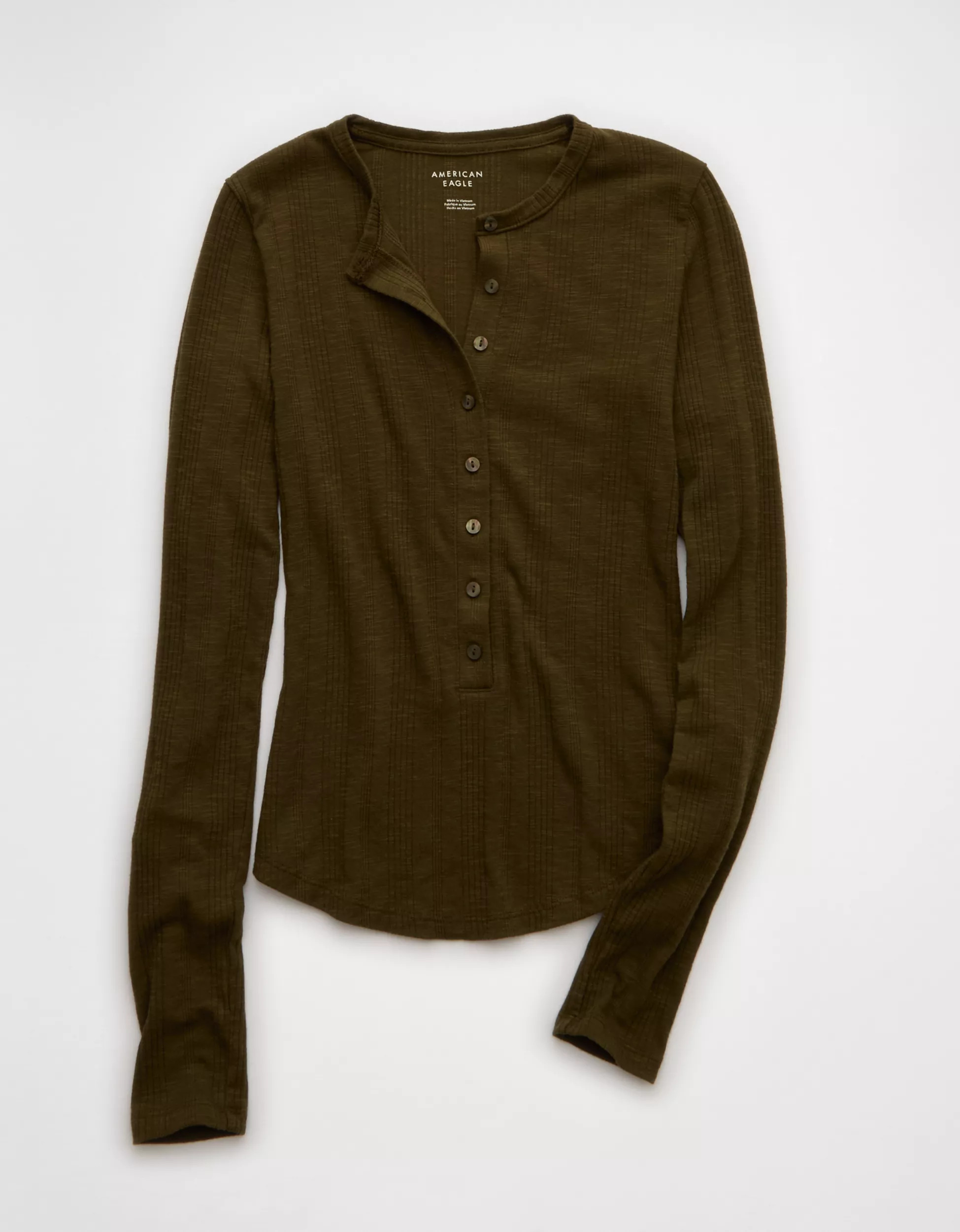 AE Long Sleeve Henley T-Shirt | American Eagle Outfitters (US & CA)