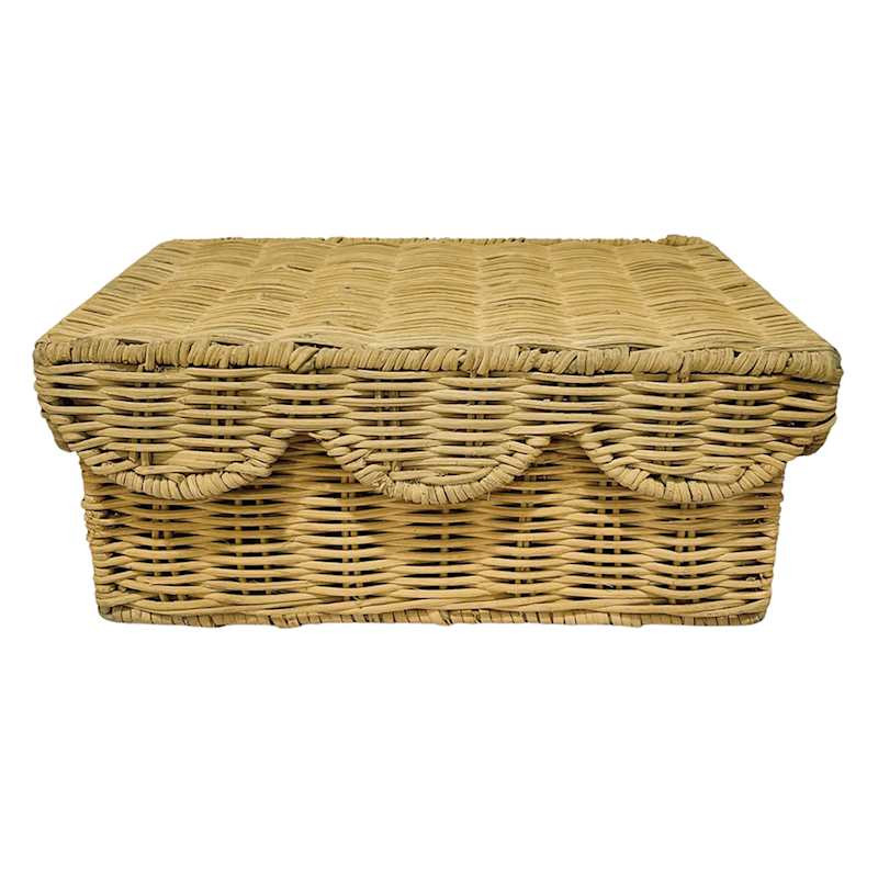Natural Rattan Scalloped Box, 10.6x4.7 | At Home