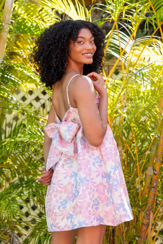 April Showers Multi Jacquard Printed Mini Dress | Pink Lily