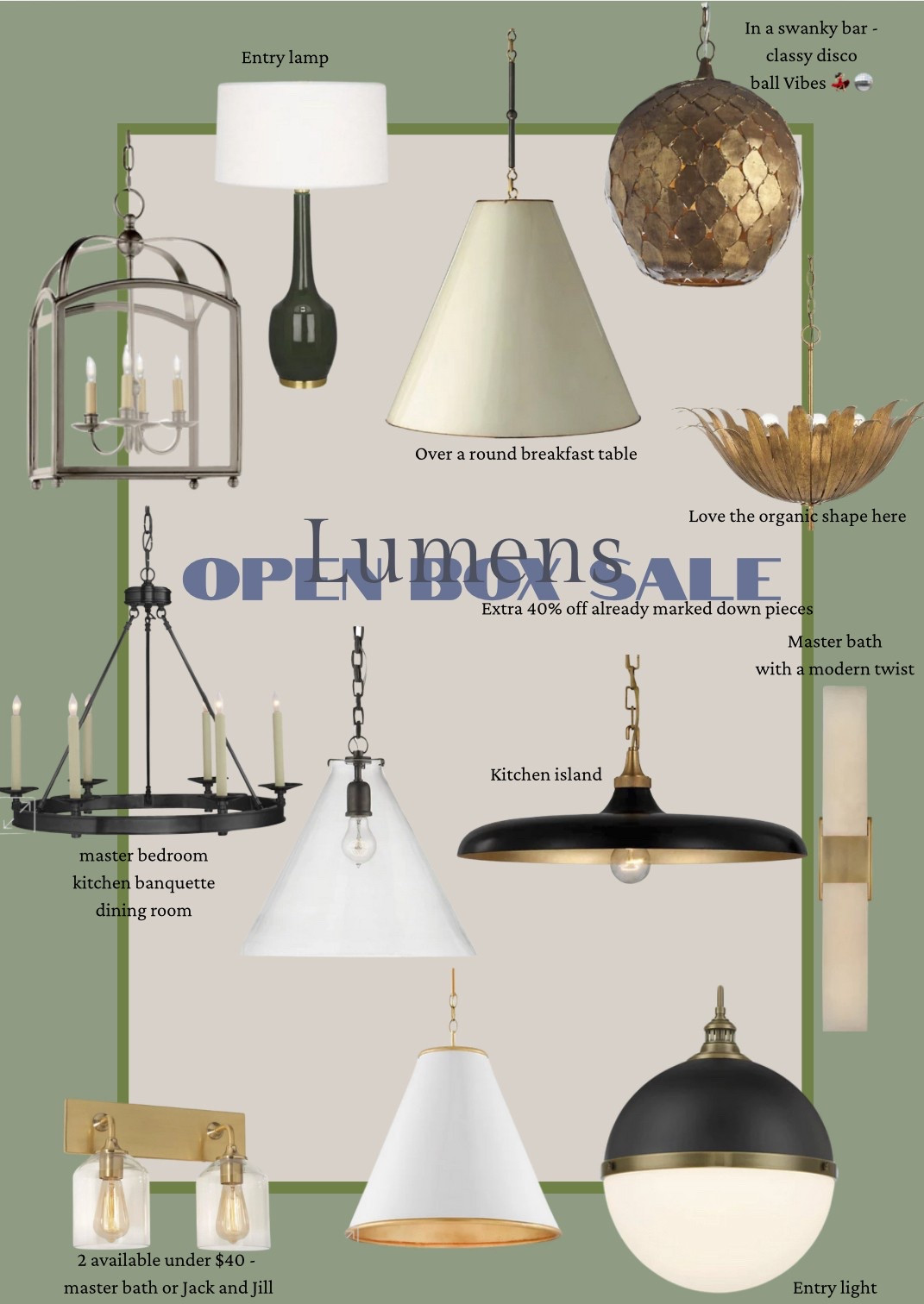 Amazing designer lighting on sale plus 40% more off. Some are over 50% off. They’re open box so returns but lumens verified to be like brand new. So many lighting favorites included. Ends today!