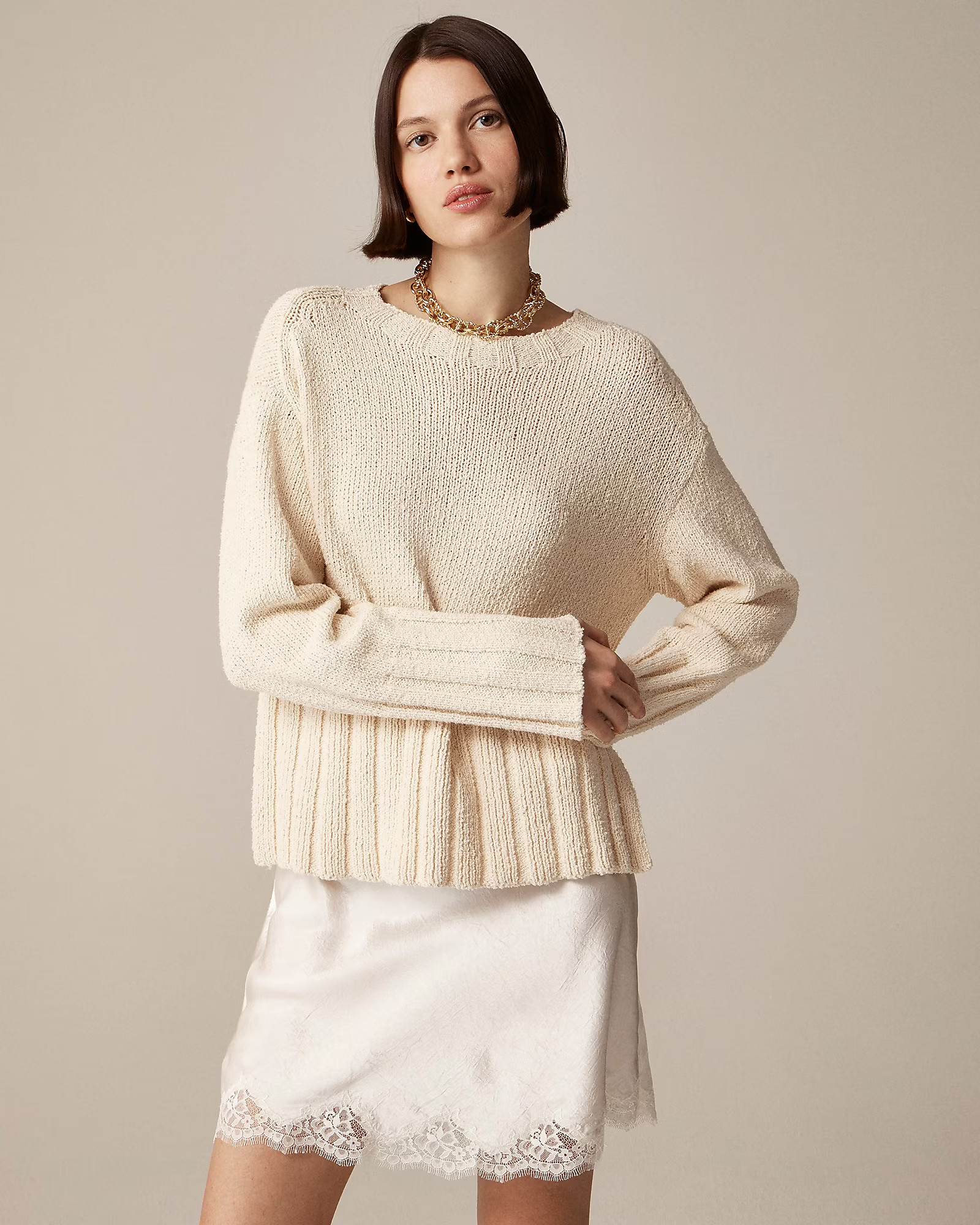 Marina sweater in textured cotton blend | J. Crew US