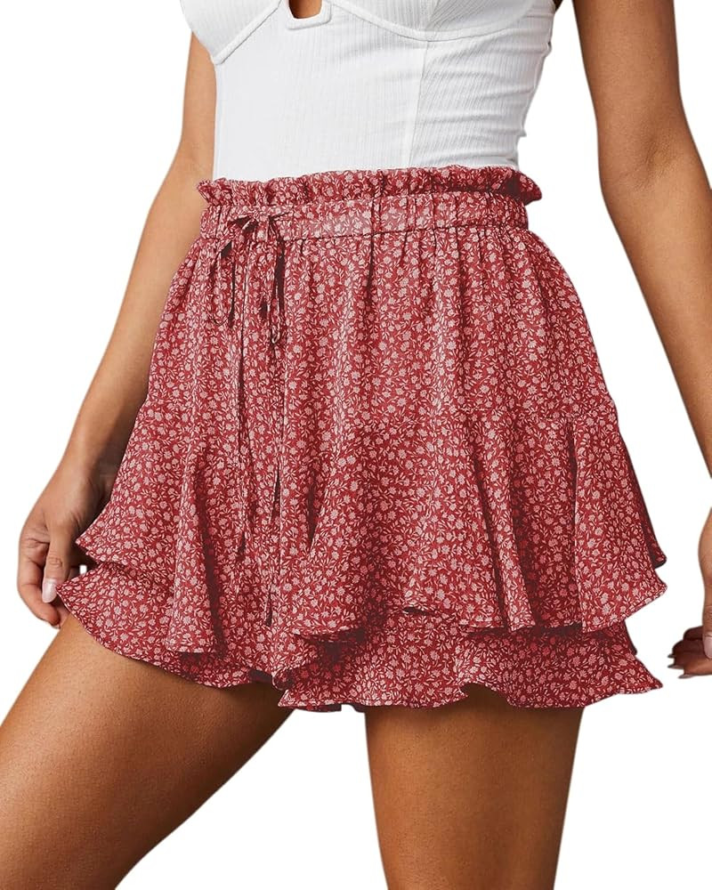 wkwmrpet Butterfly Shorts Women Boho Ruffled Hem Flowy Chiffon High Waisted Skirt Tie Front Skort... | Amazon (CA)