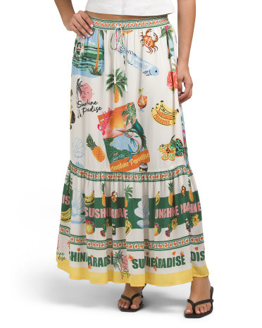 Pull On Maxi Skirt With Tie Front | TJ Maxx