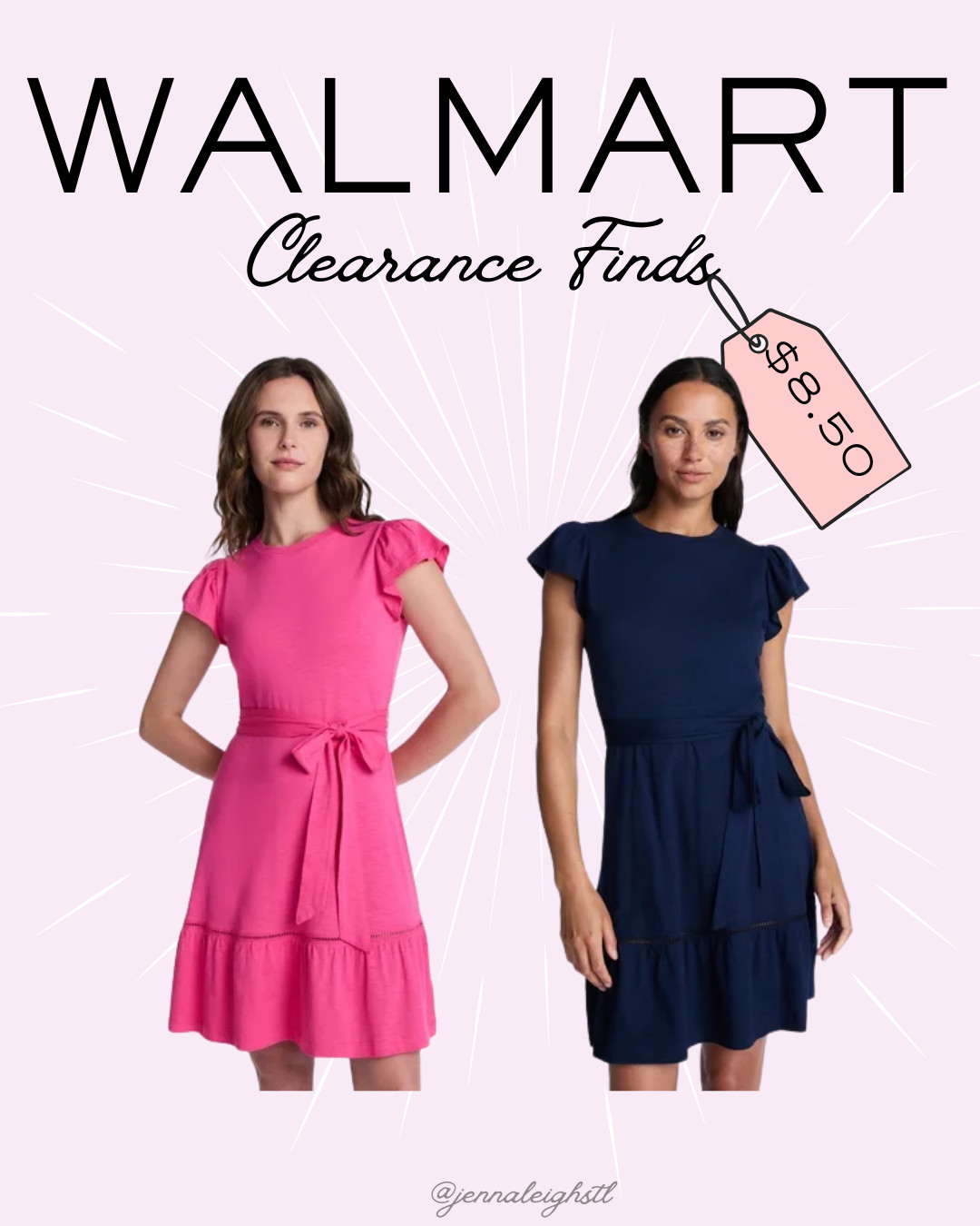 Walmart clearance find. This Time and Tru belted mini dress with flutter sleeves is marked down to just $8 and looks like such a steal. It's one of those easy dresses you can wear to brunch, church, showers, date nights, or just a casual day out. 

 #LTKSeasonal #LTKSaleAlert #LTKMidsize
