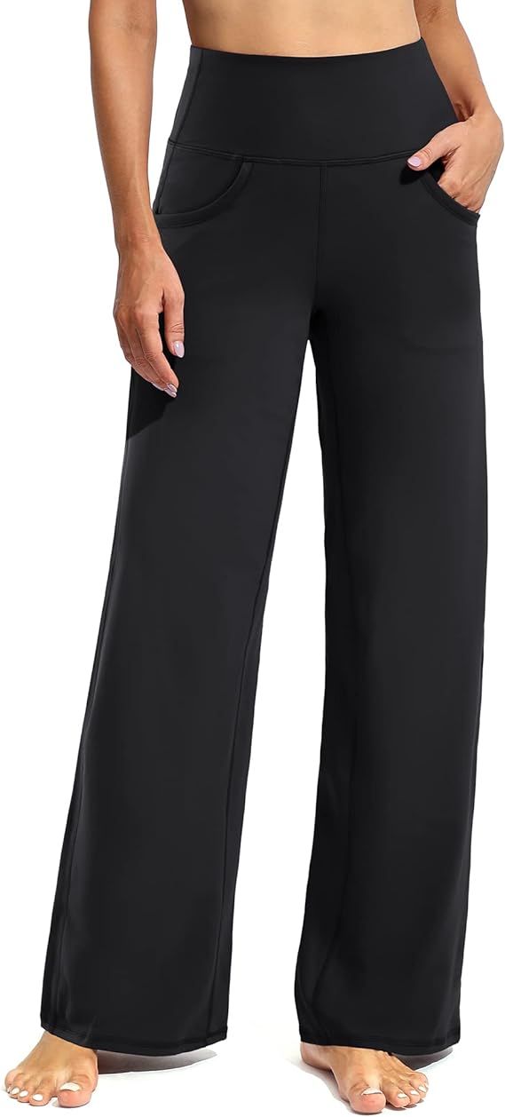 Promover Wide Leg Pants Woman Yoga Pants with Pockets Stretch Loose Casual Lounge Sweatpants Peti... | Amazon (US)