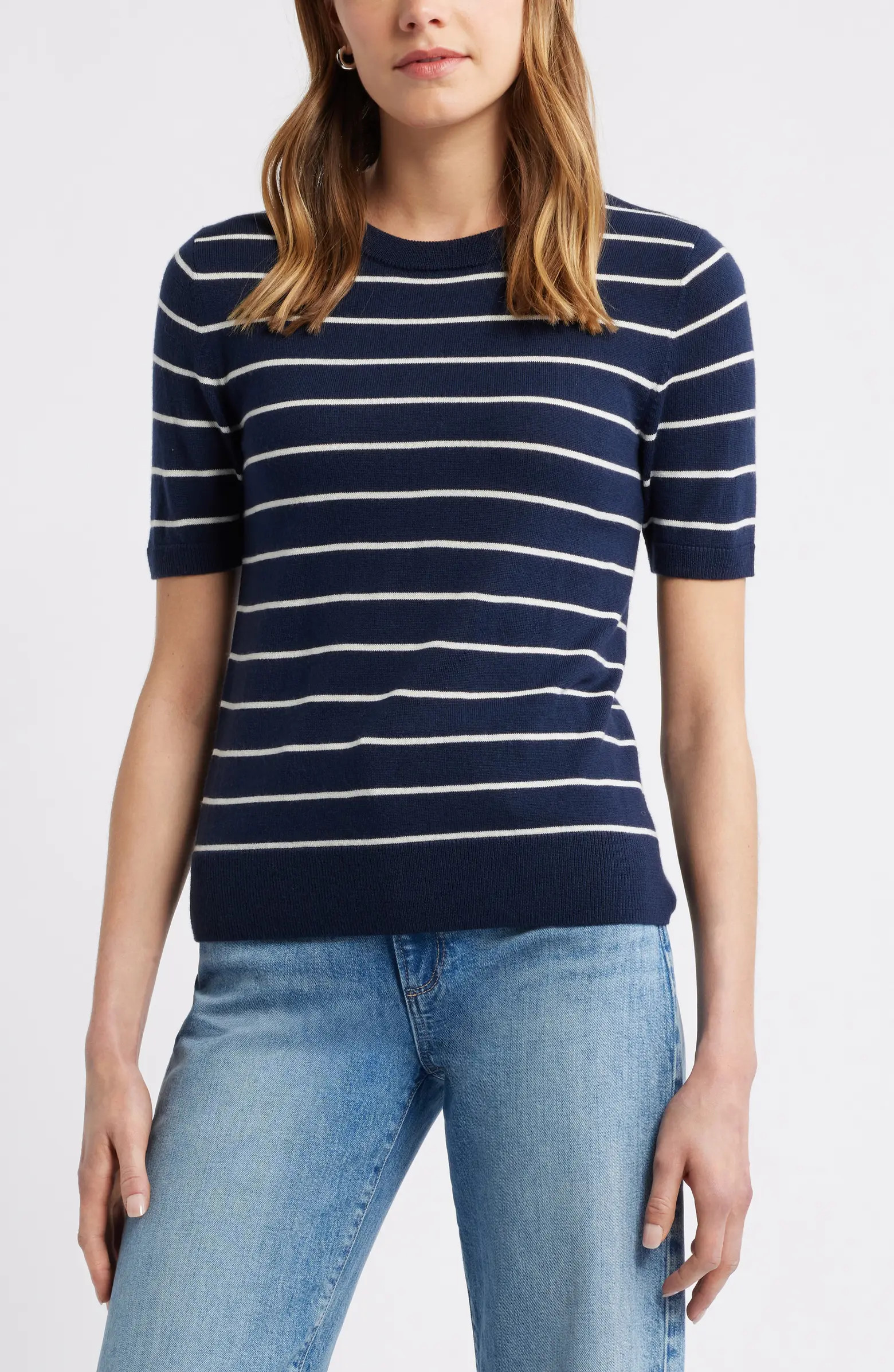 Short Sleeve Wool Blend Sweater Top | Nordstrom
