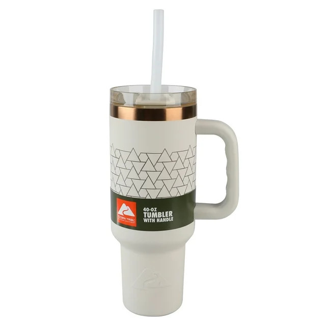 Ozark Trail 40 oz Insulated Stainless Steel Tumbler with Handle, Beige | Walmart (US)