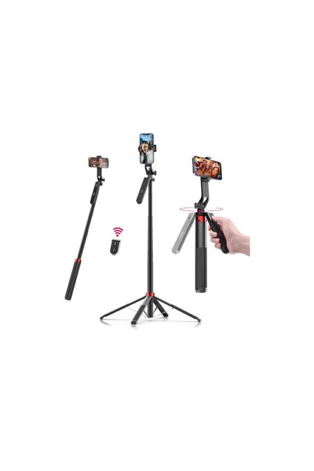 ULANZI MA09 Extendable Phone Tripod, 71" Selfie Stick Phone Vlog Tripod Stand Quadrapod with All in 1 Phone Clip, Travel Tripod Phone Holder with Rechargeable Remote for iPhone Sony Canon GoPro #ad #contentcreation 