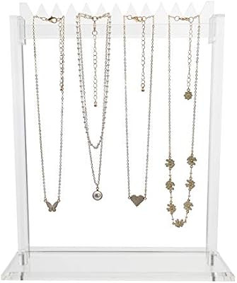 LANSCOERY Necklace Display Stands Acrylic Bracelet Jewelry Tray Organizer Show for Women Girls Ga... | Amazon (US)