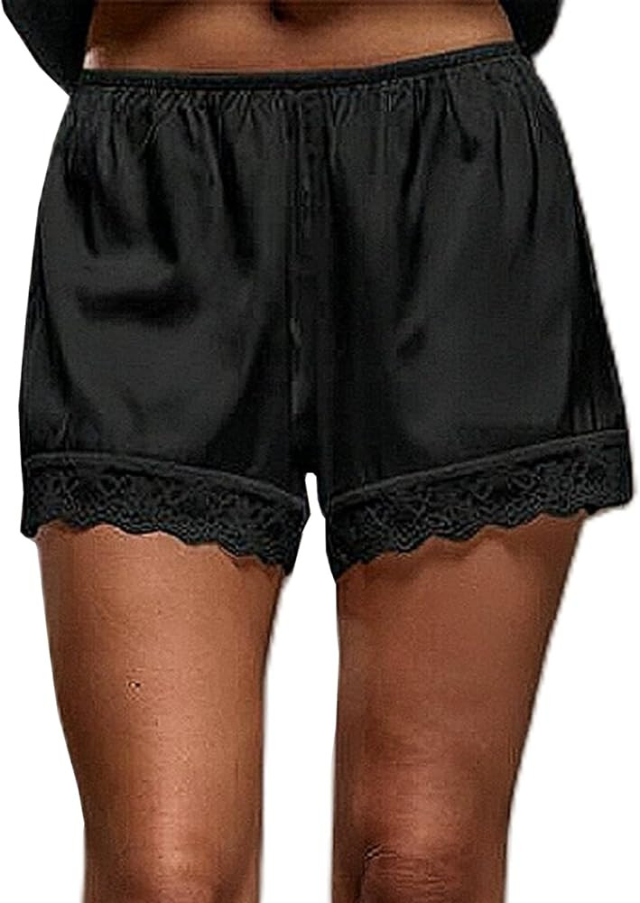 Satin Silk Boxers Shorts for Women Y2k Lace Trim Micro Mini Pajama Shorts Knickers Low Rise Loung... | Amazon (US)