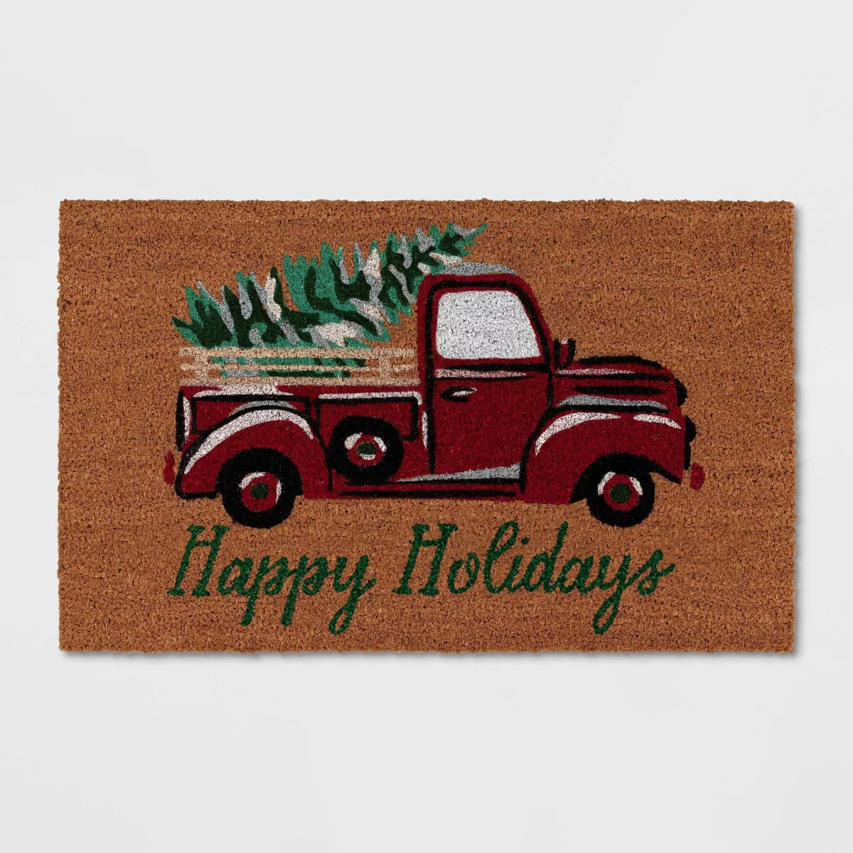 1'6"x2'6" Happy Holidays Red Truck Coir Christmas Doormat - Wondershop™ | Target