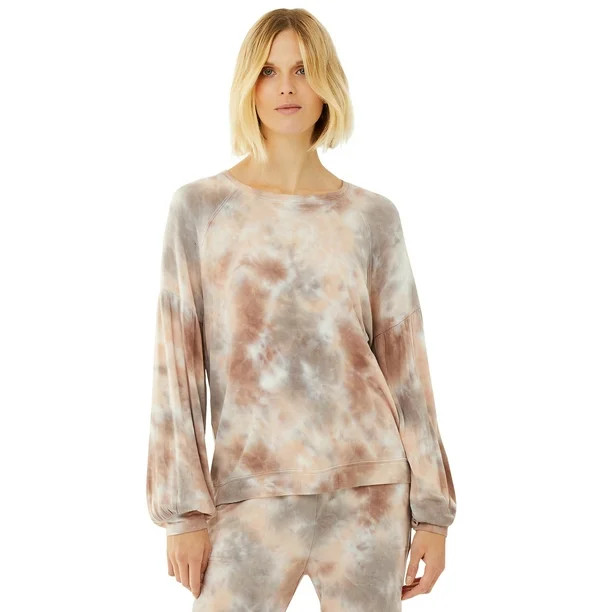 Scoop Women’s Tie Dye Tunic Top with Balloon Sleeves | Walmart (US)