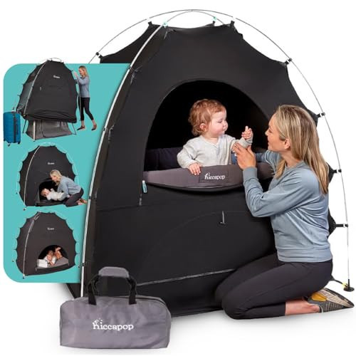 hiccapop Blackout Tent for Pack and Play, Patented Portable Crib Tent, Blackout Canopy Crib Cover, Sleep Pod for Kids, Black | Amazon (US)
