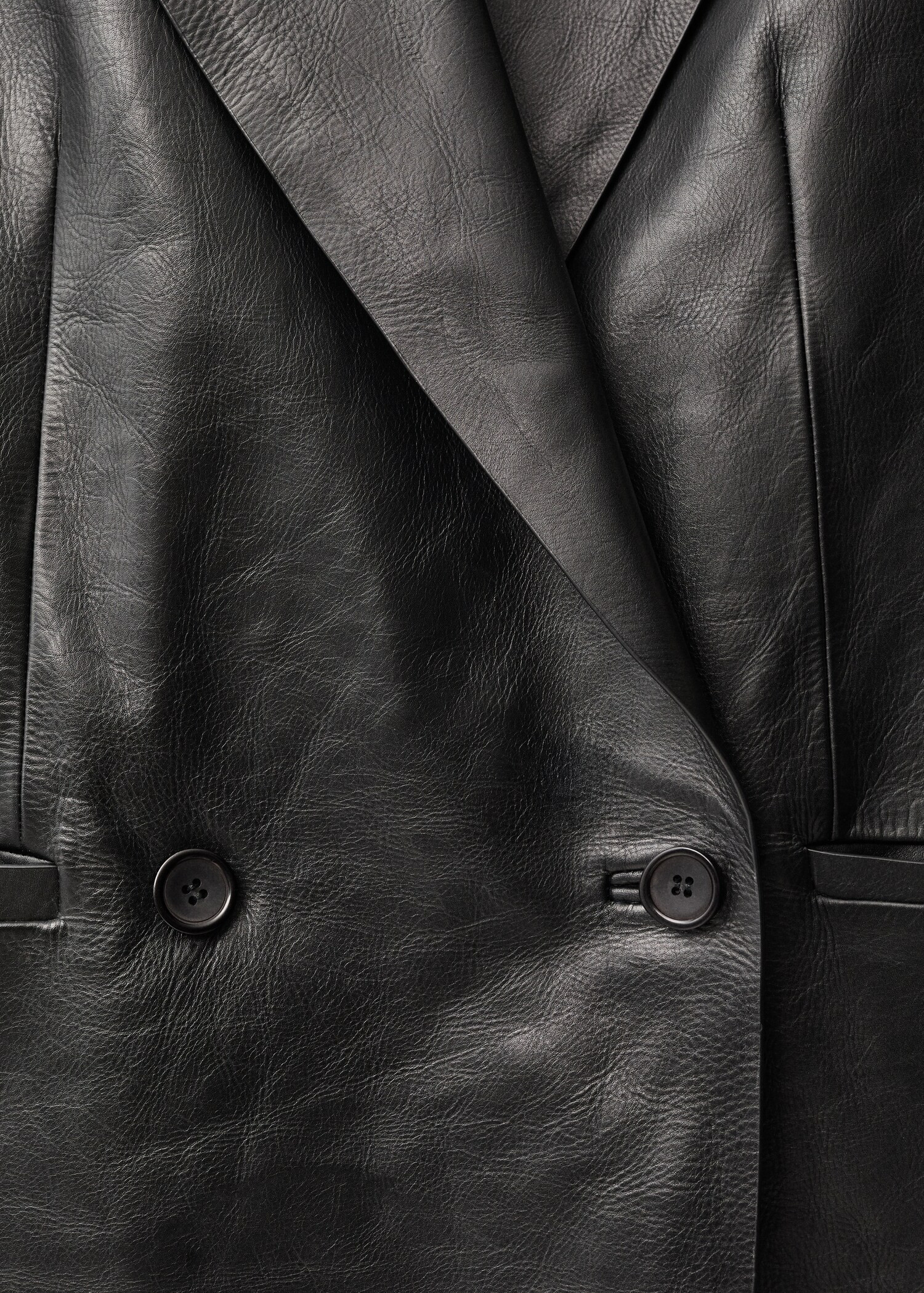 Double-breasted leather jacket | MANGO (UK)