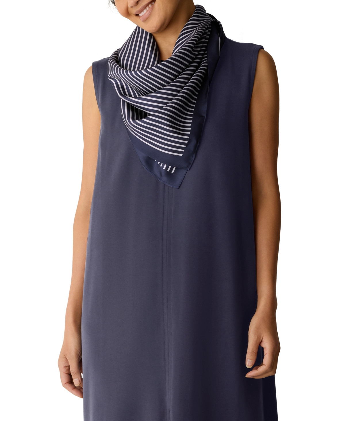 Eileen Fisher Women's Stripe Printed Scarf - Ink | Macy's