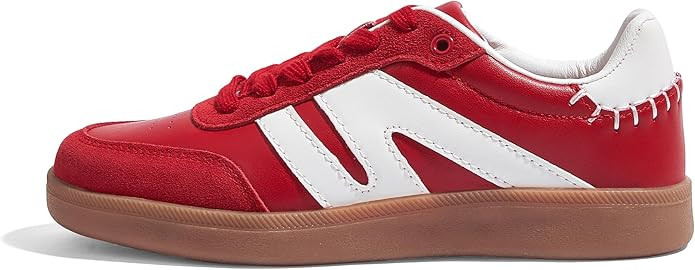 LUCKY STEP Women Classic Retro Gum Sole Fashion Sneakers Casual Tennis Skate Shoe Genuine Leather... | Amazon (US)