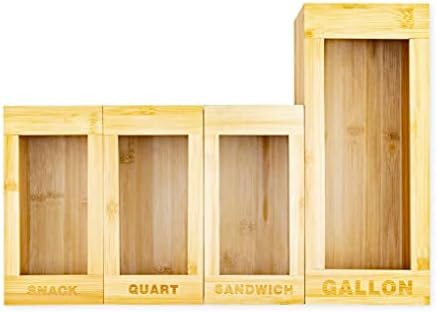 LANDHOME Ziplock Bag Storage Organizer for Drawer - Bamboo Kitchen Food Storage Bag Organizer Hol... | Amazon (US)