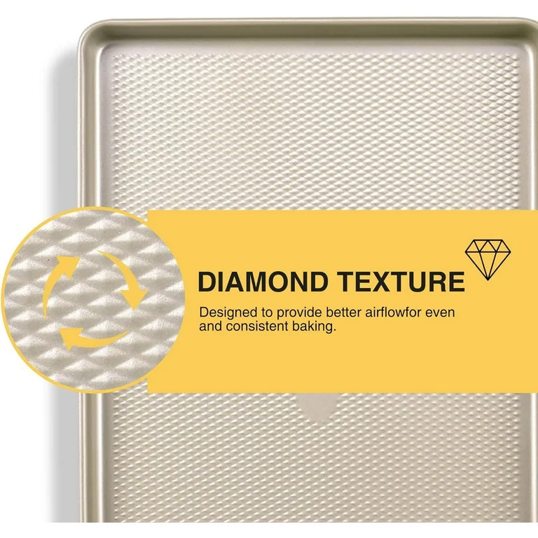 HONGBAKE Baking Sheet Pan, Cookie Sheets for Oven, 57% Thicker Carbon Steel Roll Pans with Diamon... | Walmart (US)