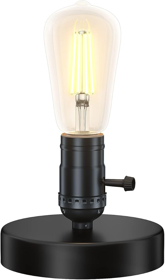 Licperron Vintage Lamps Table Lamp Base E26 E27 Industrial Small Desk Lamp with Plug in Cord On/O... | Amazon (US)