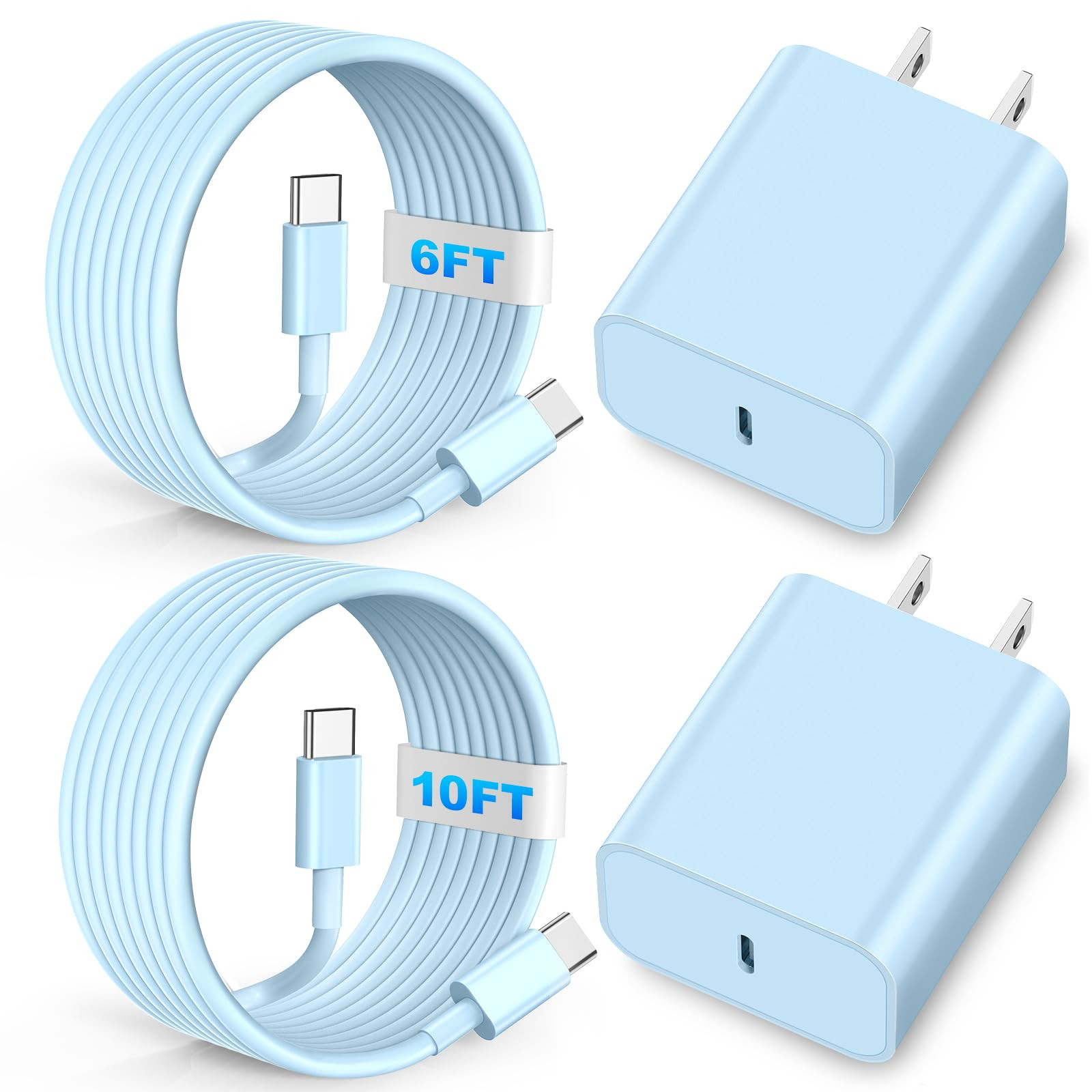 Compatible with i Phone 16 15 17 Charger, 20W Fast Charging Wall Charger Block Cubes with 6/10FT ... | Amazon (US)