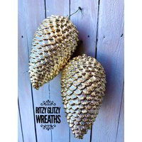 Gold Pine Cones, Plastic Metal Ornaments, Lightweight Gold Old Ornaments | Etsy (US)