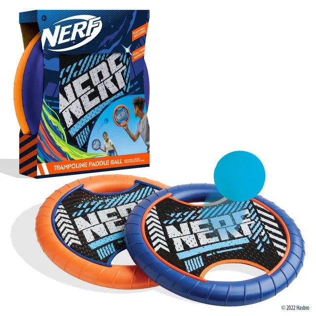 Nerf Trampoline Paddle Ball and Flying Disc Set, Indoor Outdoor Game for Two | Walmart (US)