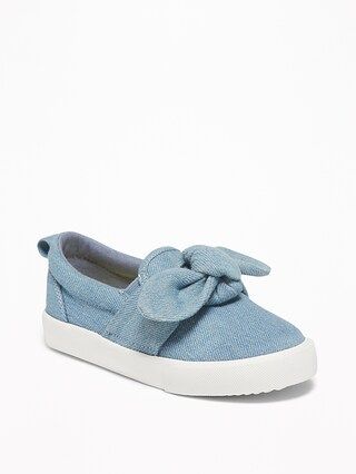 Chambray Bow-Tie Slip-Ons for Toddler Girls | Old Navy US