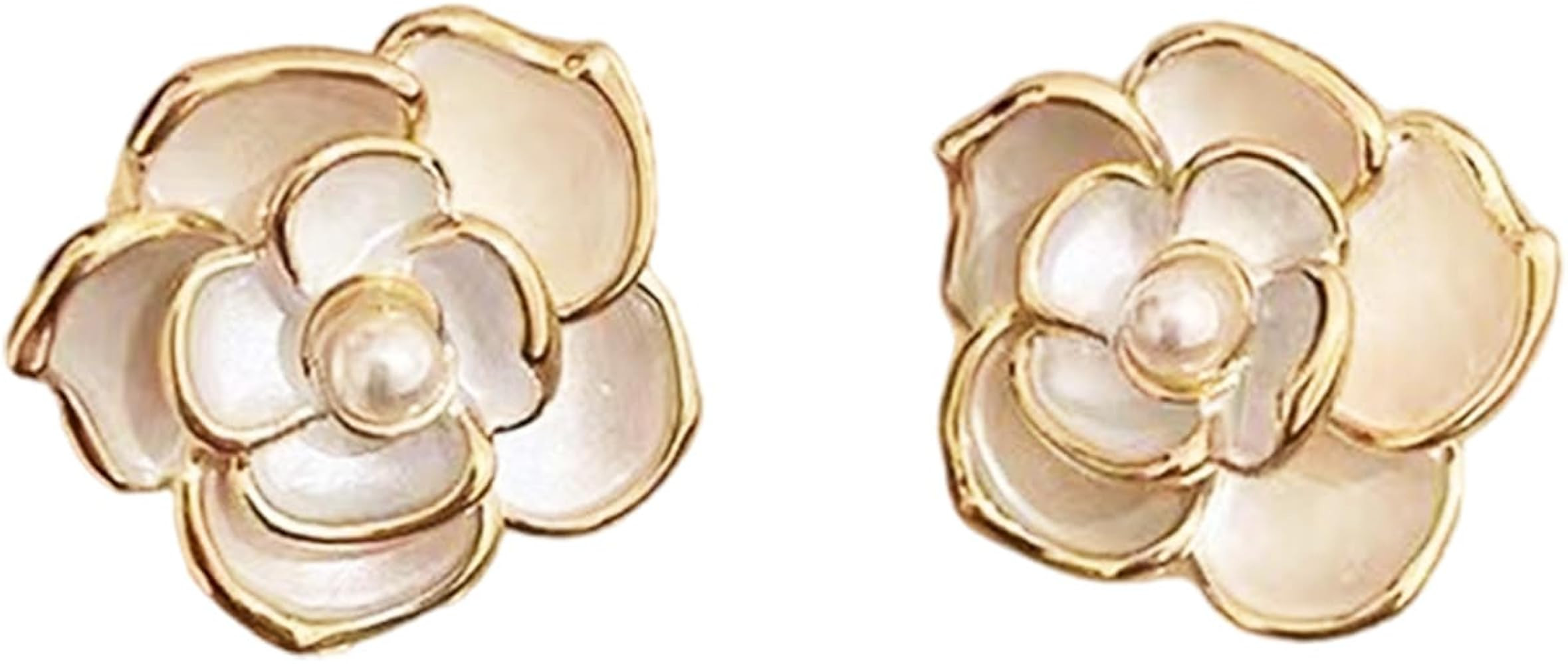 White Gardenia Flower Stud Earrings for Women, Vintage Floral Earrings for Women | Amazon (US)