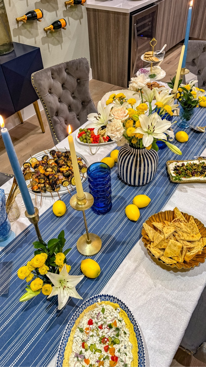 Here’s a look at how my mom and I prepared for my Greek inspired dinner party. And yes don’t come at me, I know some things are not traditionally Greek, hence I’m saying inspired 😂 A special evening with my mom and girlfriends! 

Menu: 
•Layered homemade hummus and tzatziki dip with Greek salad toppings 
•Labneh and olive dip 
•Greek salad 
•Spanakopita 
•Dill and Greek yogurt marinated chicken and veggie skewers 
•Caviar tower with homemade potato chips 
•Mezze platter with dolmas, artichoke hearts, peppers and olives 
•Garlic pita 
Let me know if you want the recipe to any of these!! 



#LTKHome