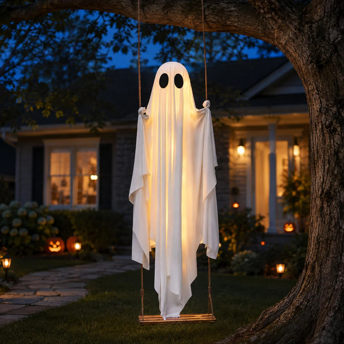 5 Ft Hanging Swing Ghost, String Lights and Adjustable Height | Wayfair North America