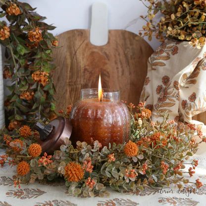 Mulled Cider Candle in Pumpkin Hobnail Jar | Interior Delights