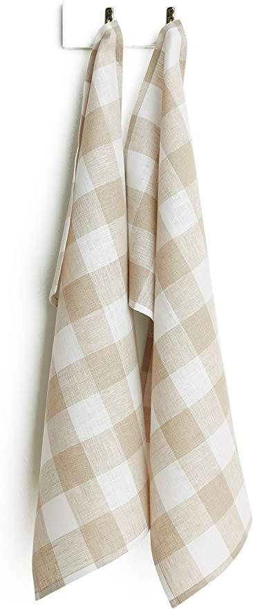 Solino Home Buffalo Check Kitchen Towels - 100% Pure Linen 16.5 x 26.5 Inch Set of 2 Kitchen / Te... | Amazon (US)