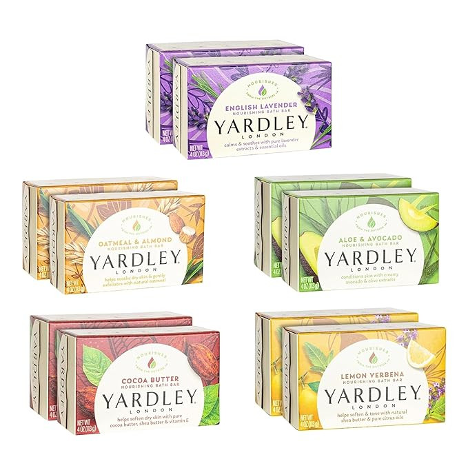 Yardley London Soap Bath Bar Bundle - 10 Bars: English Lavender, Oatmeal and Almond, Aloe and Avo... | Amazon (US)