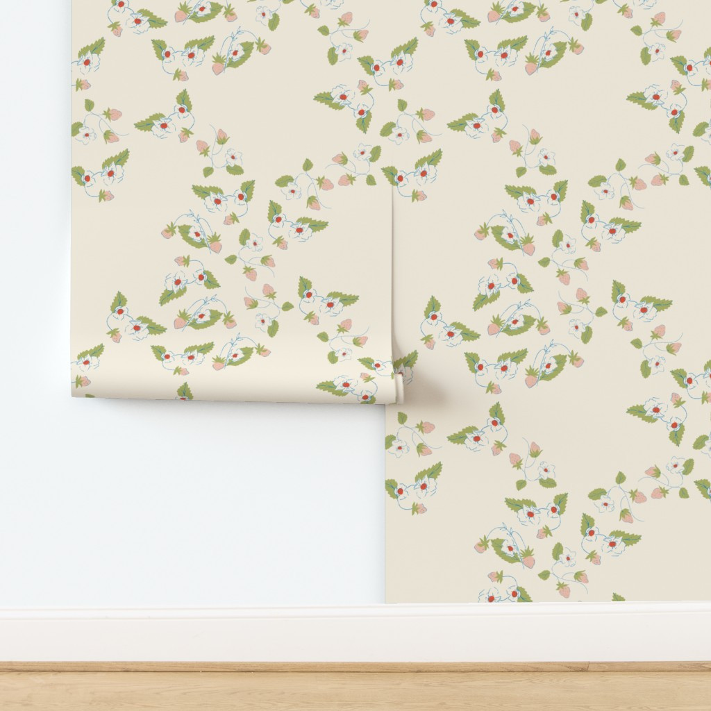 Wallpaper in Strawberry Fields in Rose | Spoonflower