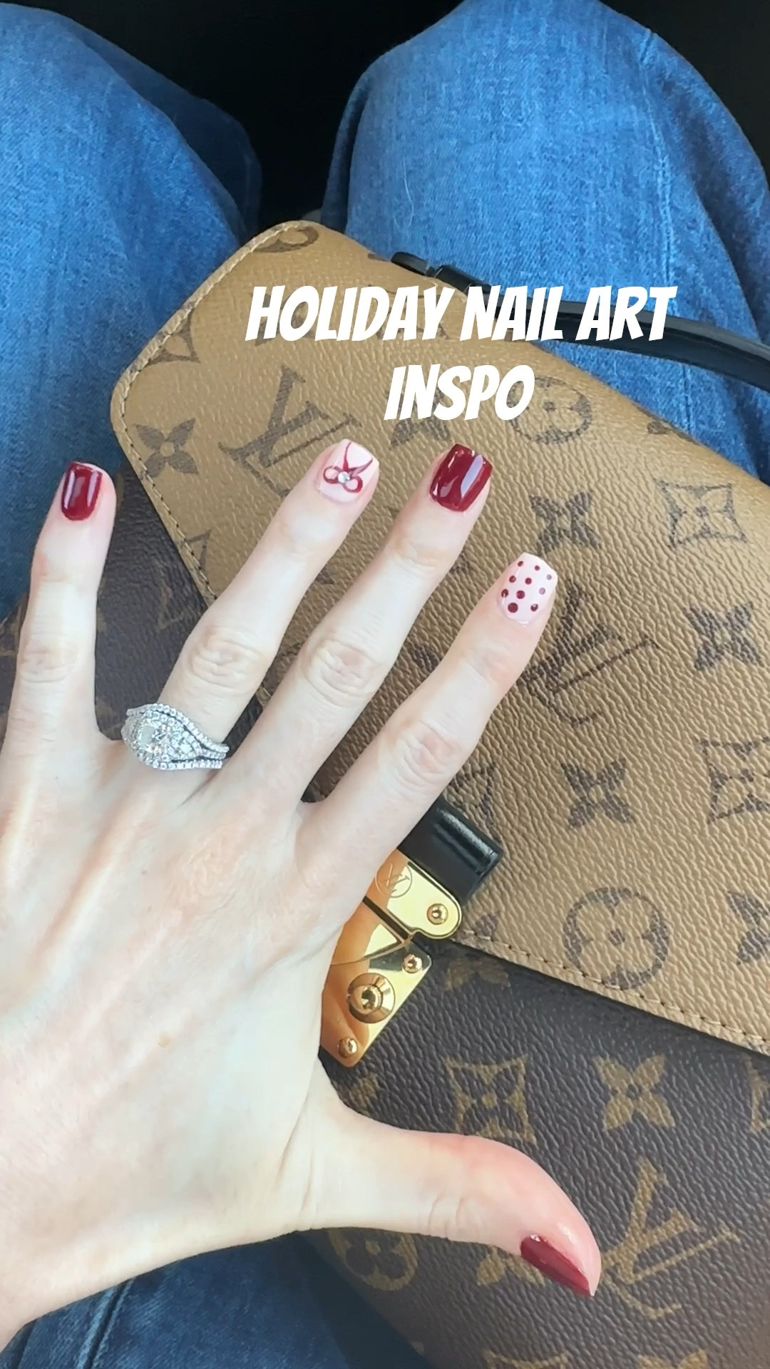 Obsessed with this chic burgundy manicure with blush pink accents, polka dots and tiny bow details—perfect holiday nail inspo for Christmas & winter! Save it if you love classy festive nails ✨🎀 

#LTKBeauty #LTKHoliday