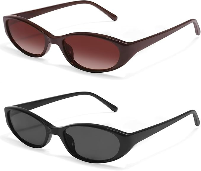 GUVIVI Retro Oval Sunglasses for Women 2026 90s Small Chic Cat Eye Sun Glasses Sunnies Lightweigh... | Amazon (US)