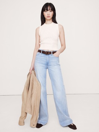 Cotton-Silk Cropped Sweater Tank | Banana Republic (US)