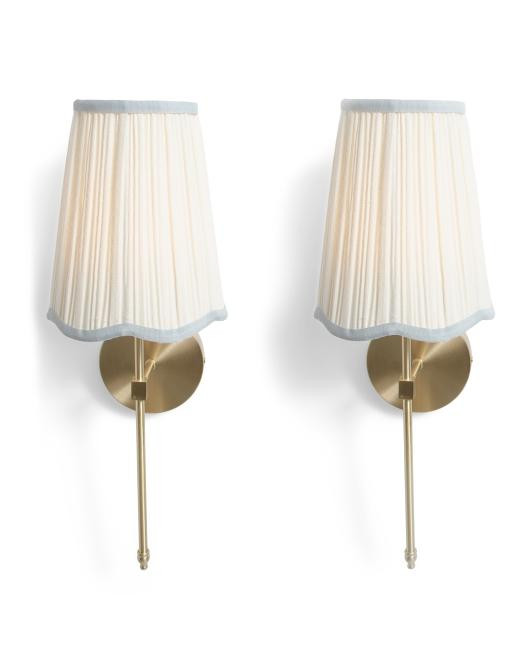 2pk 20in Rechargeable Pleated Shade Metal Wall Sconce | TJ Maxx
