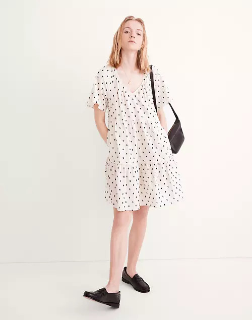 Petite Cotton-Linen Lorelei Mini Dress in Clip Dot | Madewell