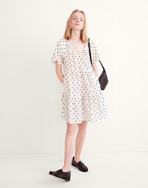 Cotton-Linen Lorelei Mini Dress in Clip Dot | Madewell